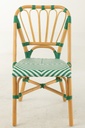 Chaise de salle à manger en rotin vert foncé/blanc