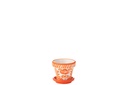 Flowerpot+Plate Granada Handmade/Handpainted Ceramic Orange/White