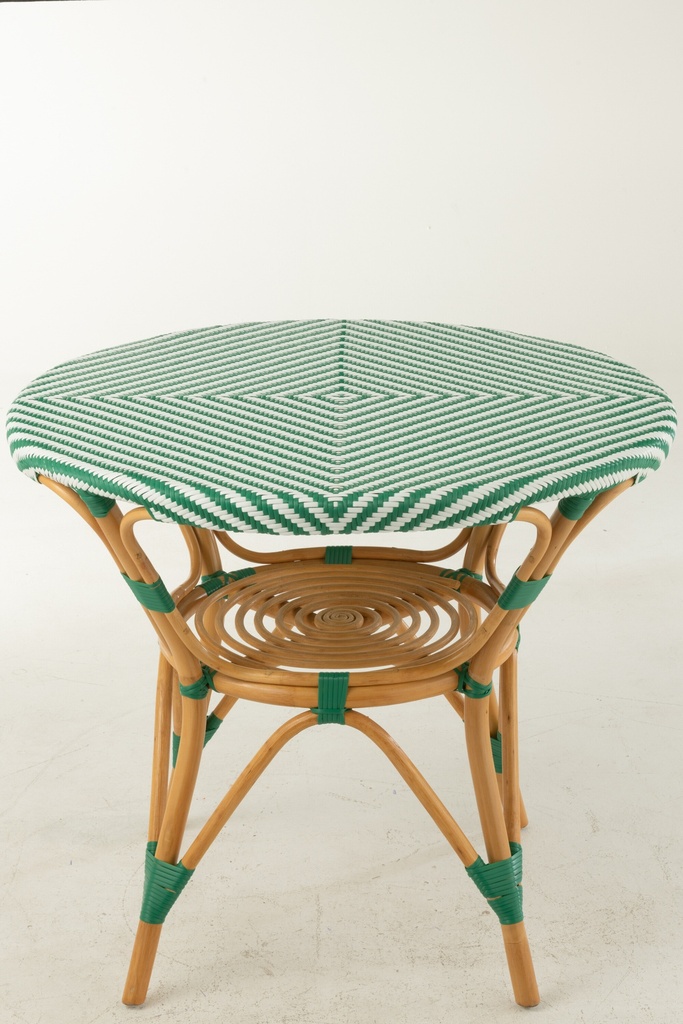 Table à manger en rotin vert foncé/blanc