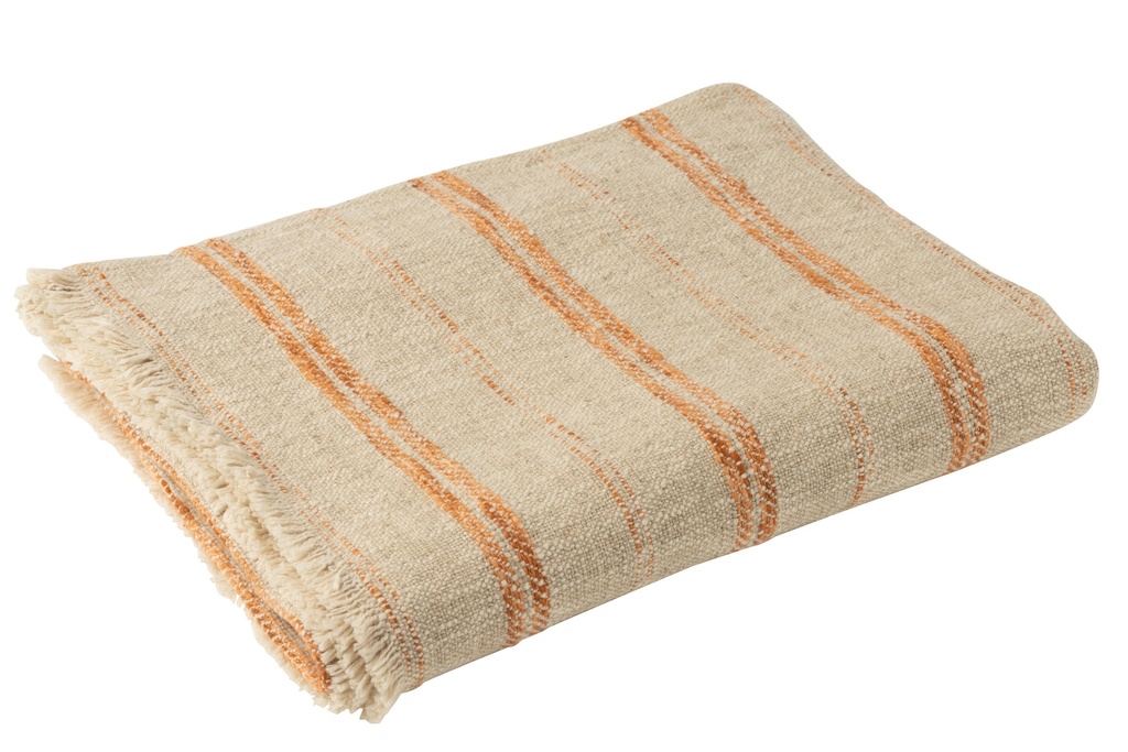 [51931] Plaid Stripes Linen/Cotton Beige/Rust