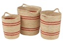 Lot de 3 paniers à rayures + anse en maïs