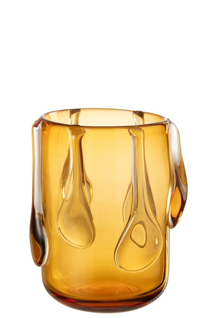 Vase en verre goutte à goutte ambré petit