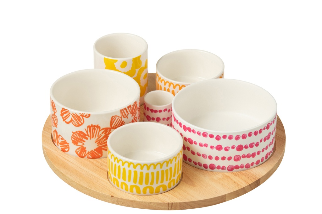 Set Of 6 Appetizer Set+Bamboo Tray