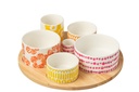 Set Of 6 Appetizer Set+Bamboo Tray