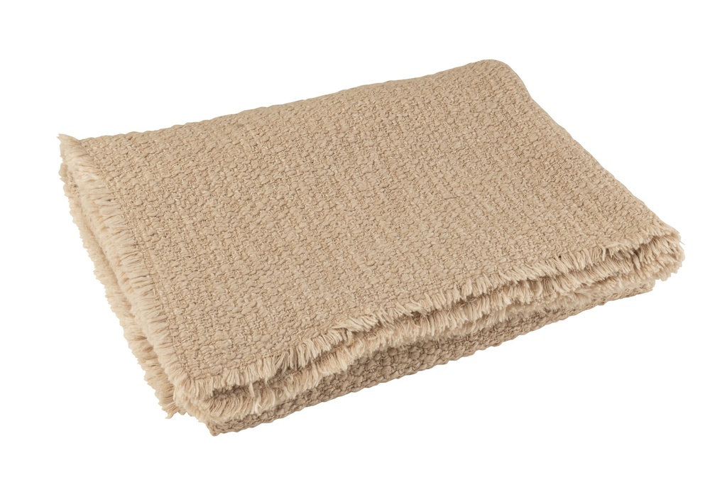 [47147] Plaid Frayed Edges Cotton/Polyester Beige