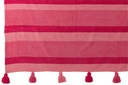 Plaid Stripes+Tassels Cotton Pink