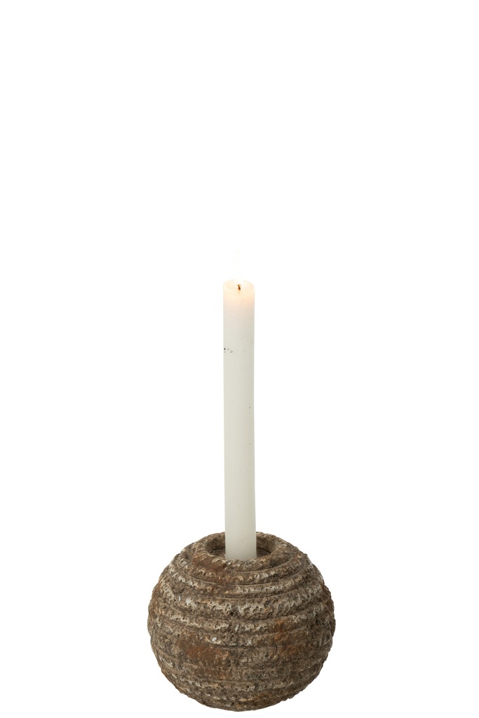 Bougeoir rond antique en ciment, petit