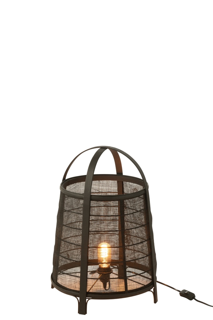 Lampe Rya Coton/Bambou Noir Grande