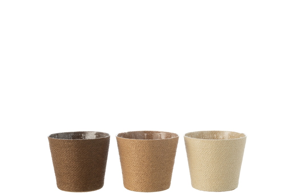 Flowerpot Ropes Paper/PET Cream/Natural/Brown Medium