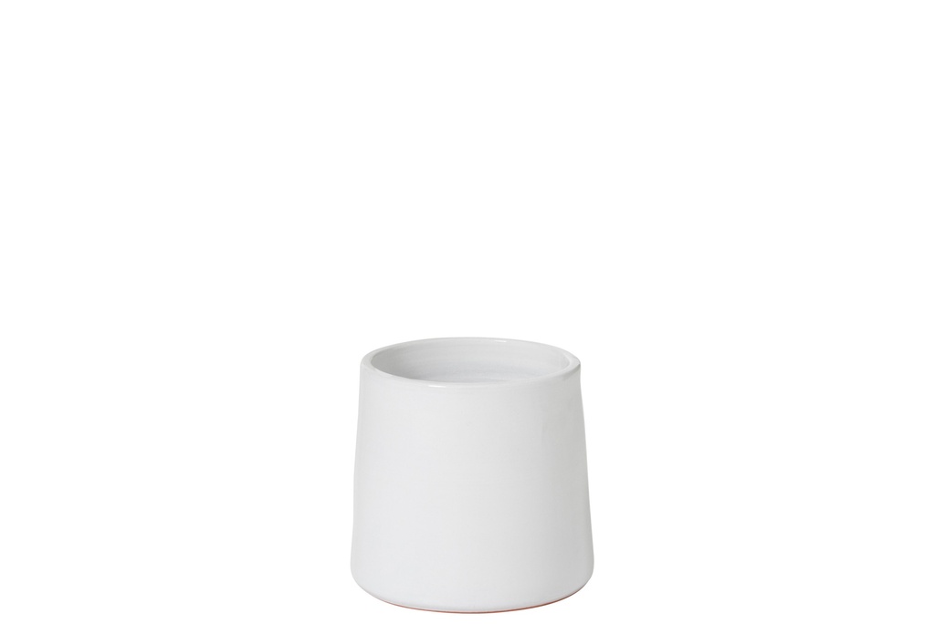 Pot de fleurs rond en céramique blanc
