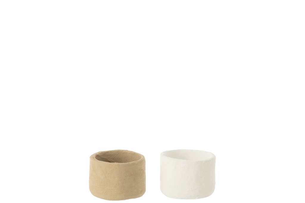 Pots Mini Paper Mache Natural/White