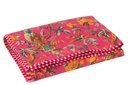 Plaid Oiseaux/Fleurs Velours de Coton Rose