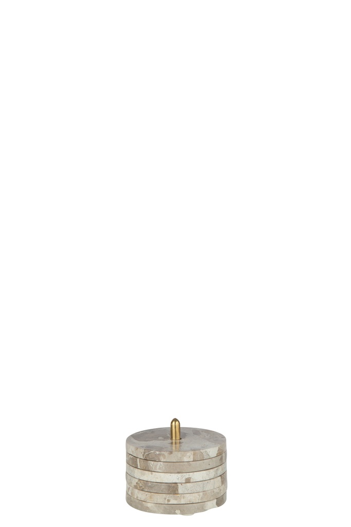 Set Of 5 Coaster+Base Round Marble