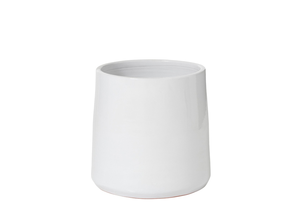 Pot de fleurs rond en céramique blanc