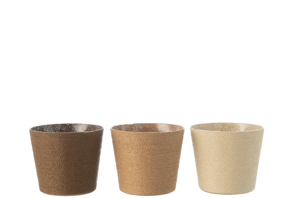 Pot de fleurs en corde, papier/PET, crème/naturel/marron, grand format