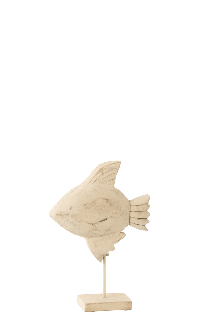 Décoration Poisson Bois de manguier/Métal Naturel/Blanc