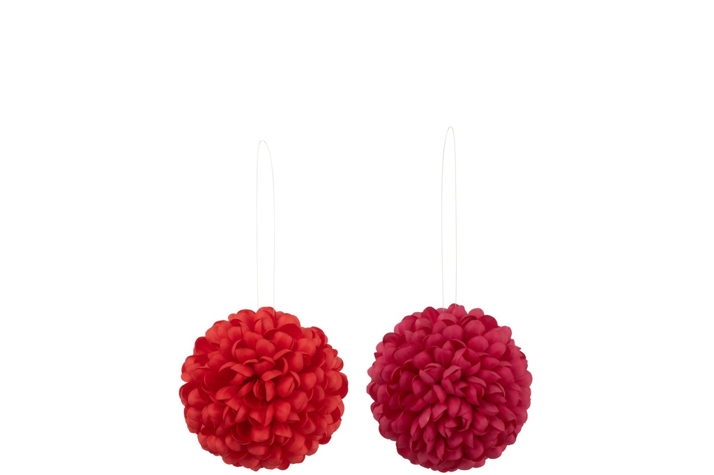 Boule de fleurs artificielles de 16 cm de diamètre, rose/rouge