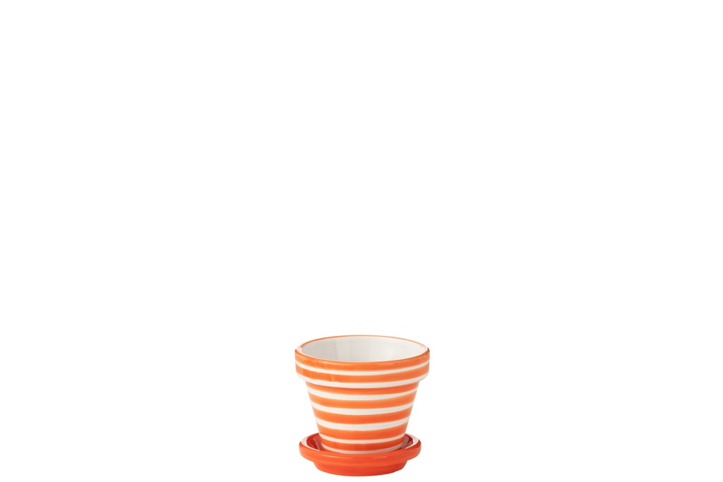 Flowerpot+Plate Granada Stripes Handmade/Handpainted Ceramic
