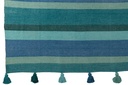 Plaid Rayures + Pompons Coton Bleu
