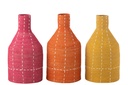 Vase Bouteille Rayures Pointillées Jonc de Mer