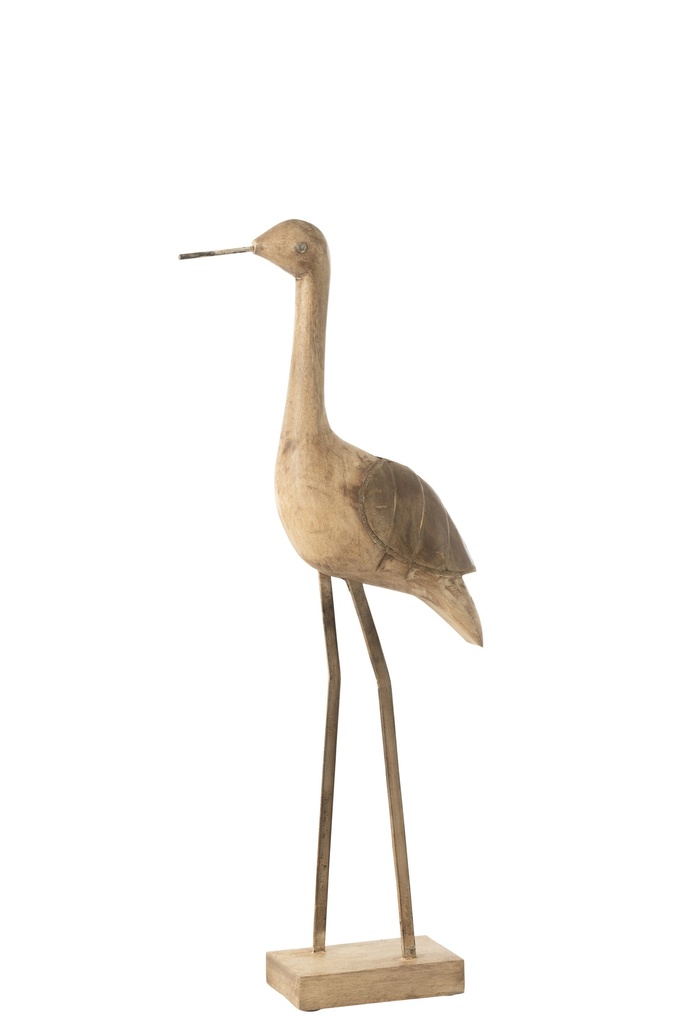 Décoration Oiseau Bois de Manguier/Métal Beige/Noir