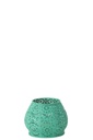 Tealight Holder Cylinder Metal/Glass Cyan