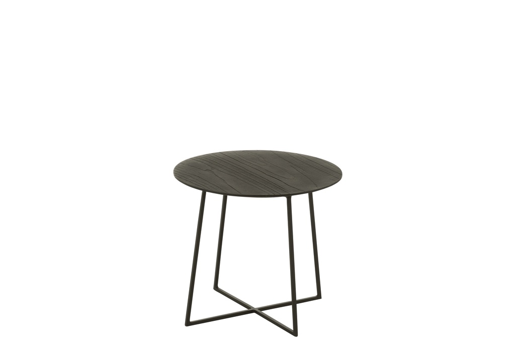 Coffee Table Round Teak Wood/Metal