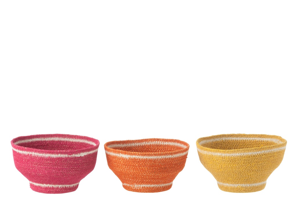 Panier Bol Jonc Assortiment Rose/Orange/Jaune
