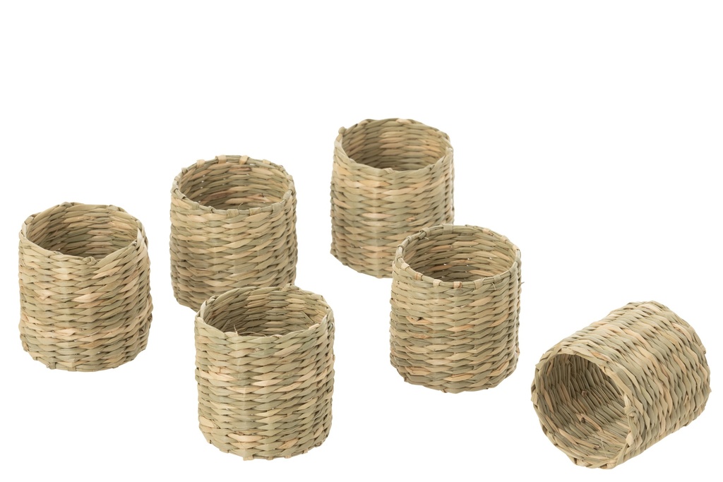 Lot de 6 ronds de serviette en jonc de mer