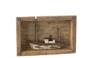 Boat In Frame Paulownia Wood