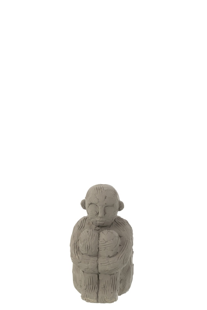 Figurine assise en ciment gris petit modèle