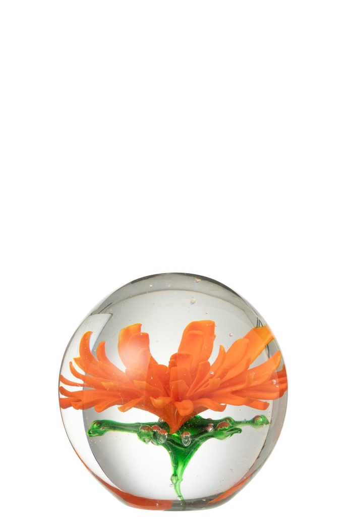 Presse-papier Aster Rond Verre Transparent/Rouge