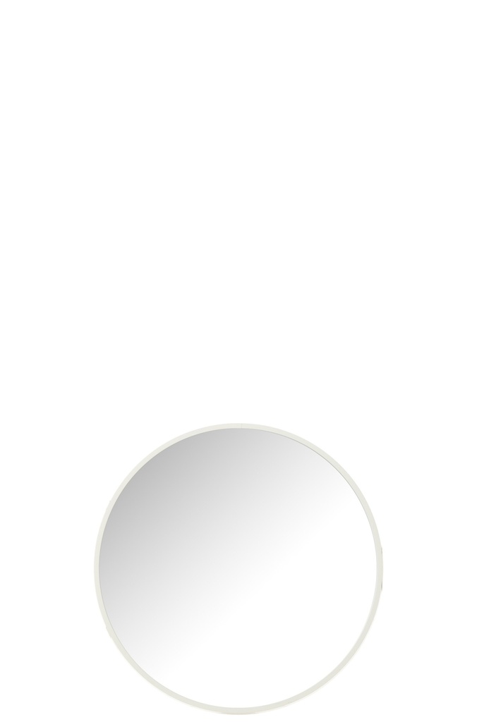 Miroir rond en verre/métal blanc petit