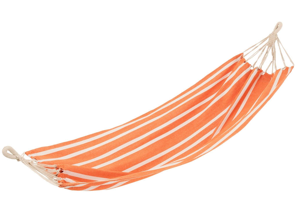 Hamac à rayures en coton/polyester orange/blanc