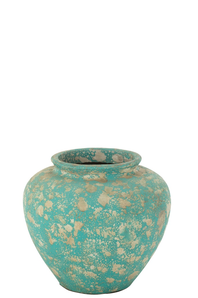 [54576] Flowerpot Antique Round Cement Azur