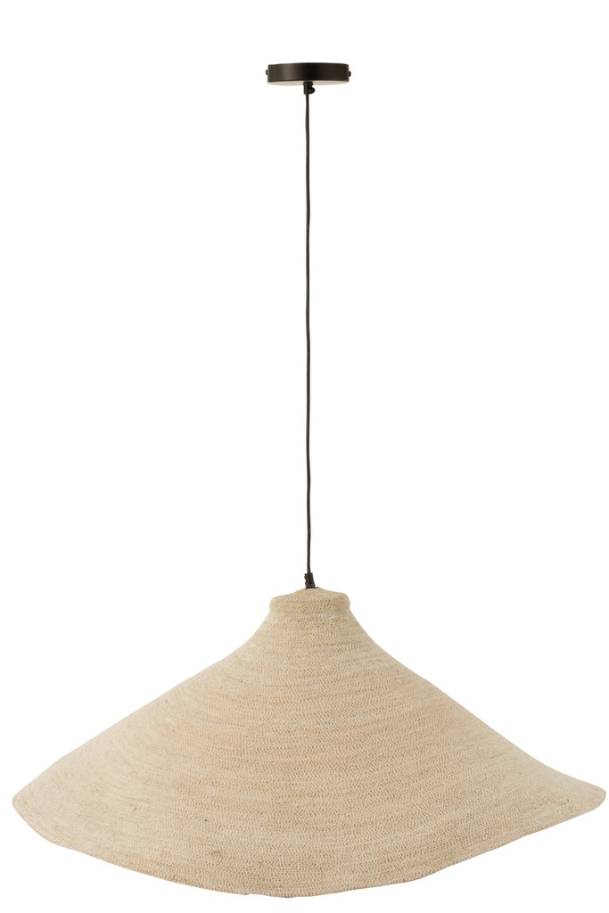 Lampe suspendue cône en jonc de mer blanc
