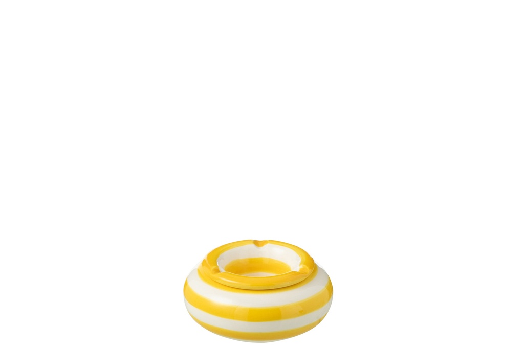 Cendrier Granada Stripes Céramique Blanc/Jaune