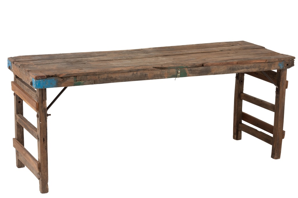 Console en bois recyclé vieilli marron