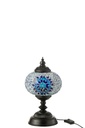 Lampe de table mosaïque verre/métal bleu