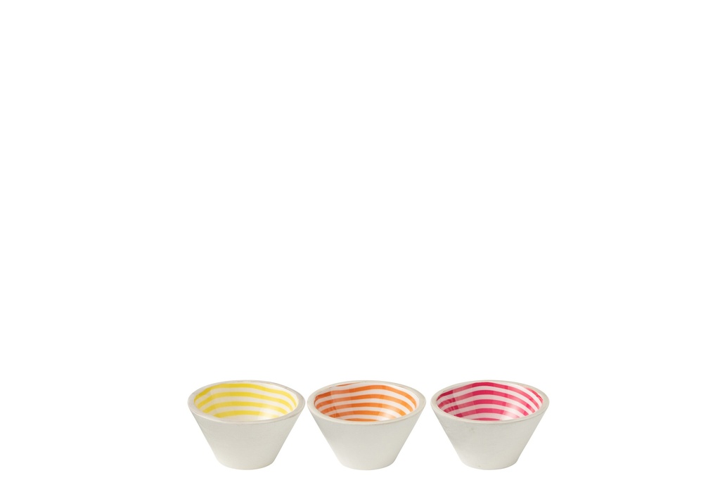 Bowl Spiral Mango Wood Pink/Orange/Yellow