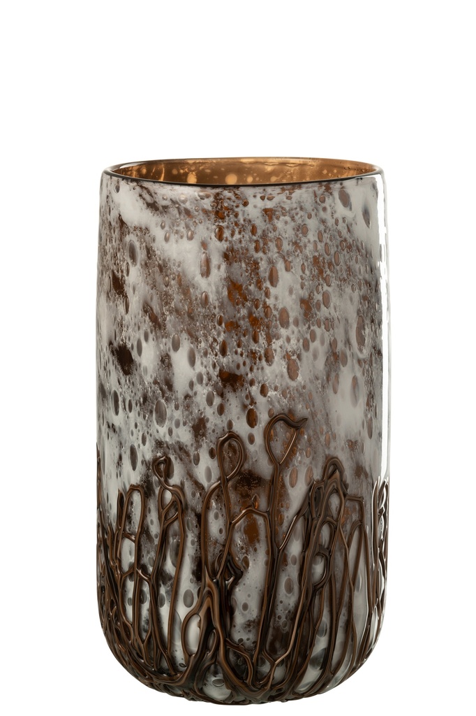 Vase/Candleholder Petra Glass Brown/White Small