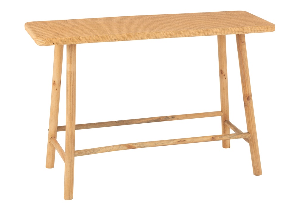 Console rectangulaire en canne/bois de sapin naturel