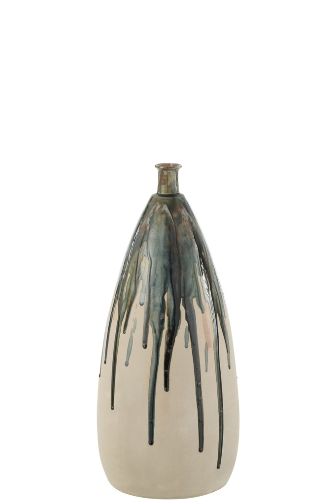 Vase Peinture Céramique Naturel/Vert Petit