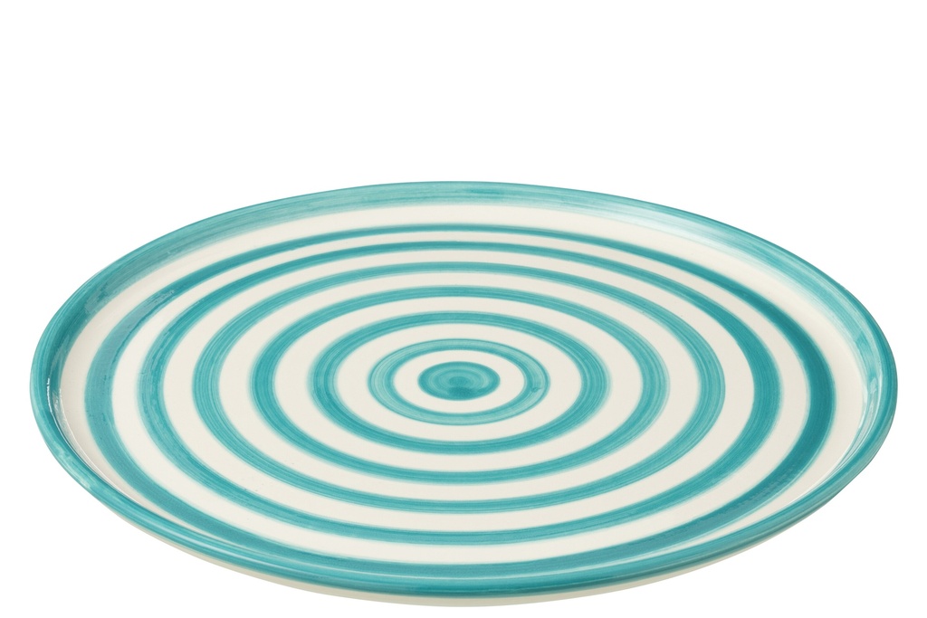 Assiette Granada Stripes Céramique Blanc/Aqua