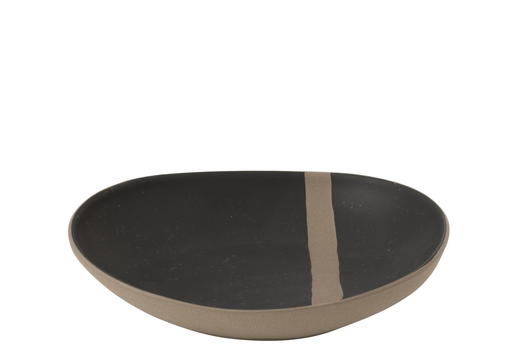 Assiette à salade en céramique noire/taupe