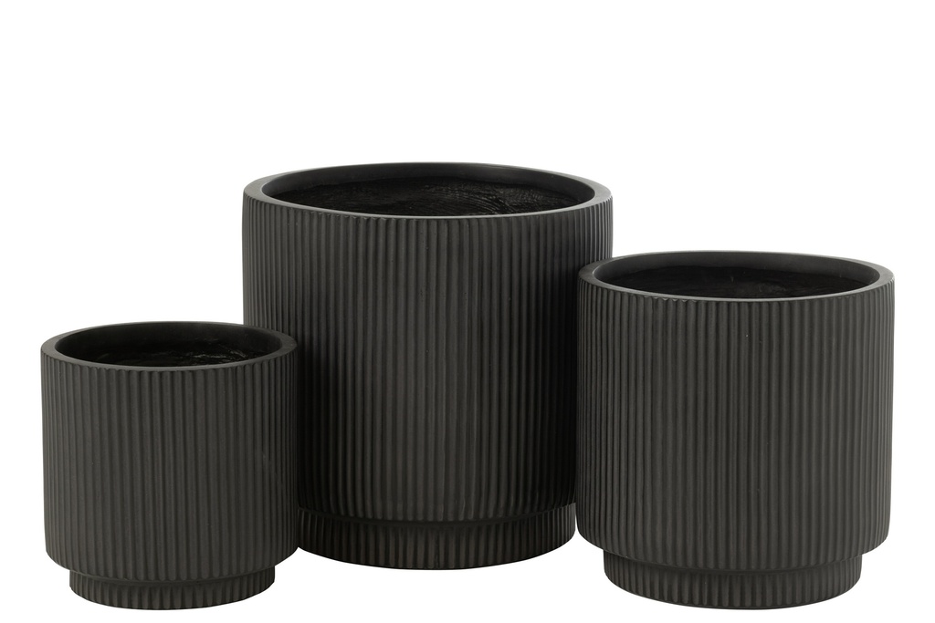 Set Of 3 Flowerpots Misty Clay
