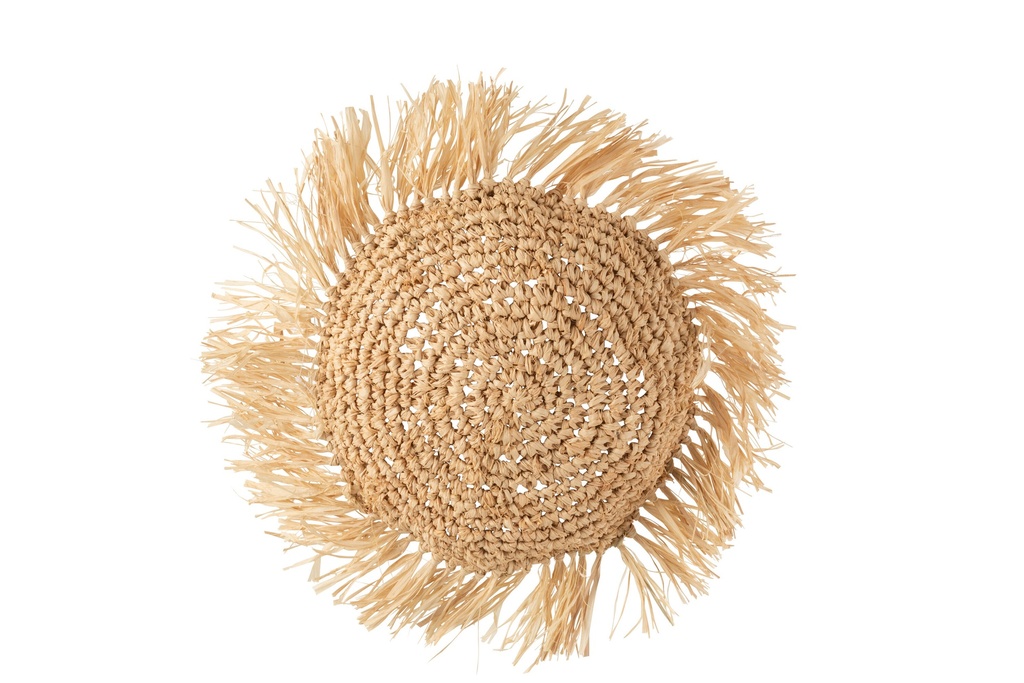 Cushion Round Raffia Natural