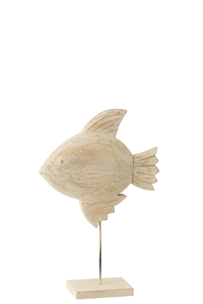 Décoration Poisson Bois de manguier/Métal Naturel/Blanc