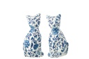 Motifs de chat en polyrésine bleu/blanc, grand
