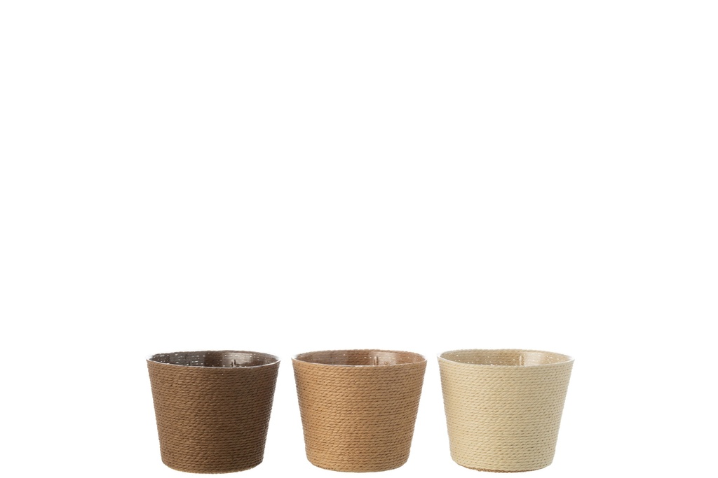 Flowerpot Ropes Paper/PET Cream/Natural/Brown Small